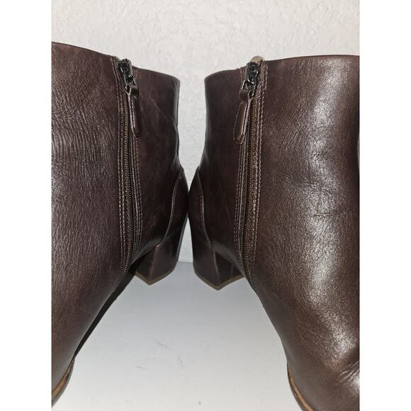 Ecco Brown Leather Side Zip Ankle Boots Booties Women 7-7.5 ( 38) - Picture 6 of 11